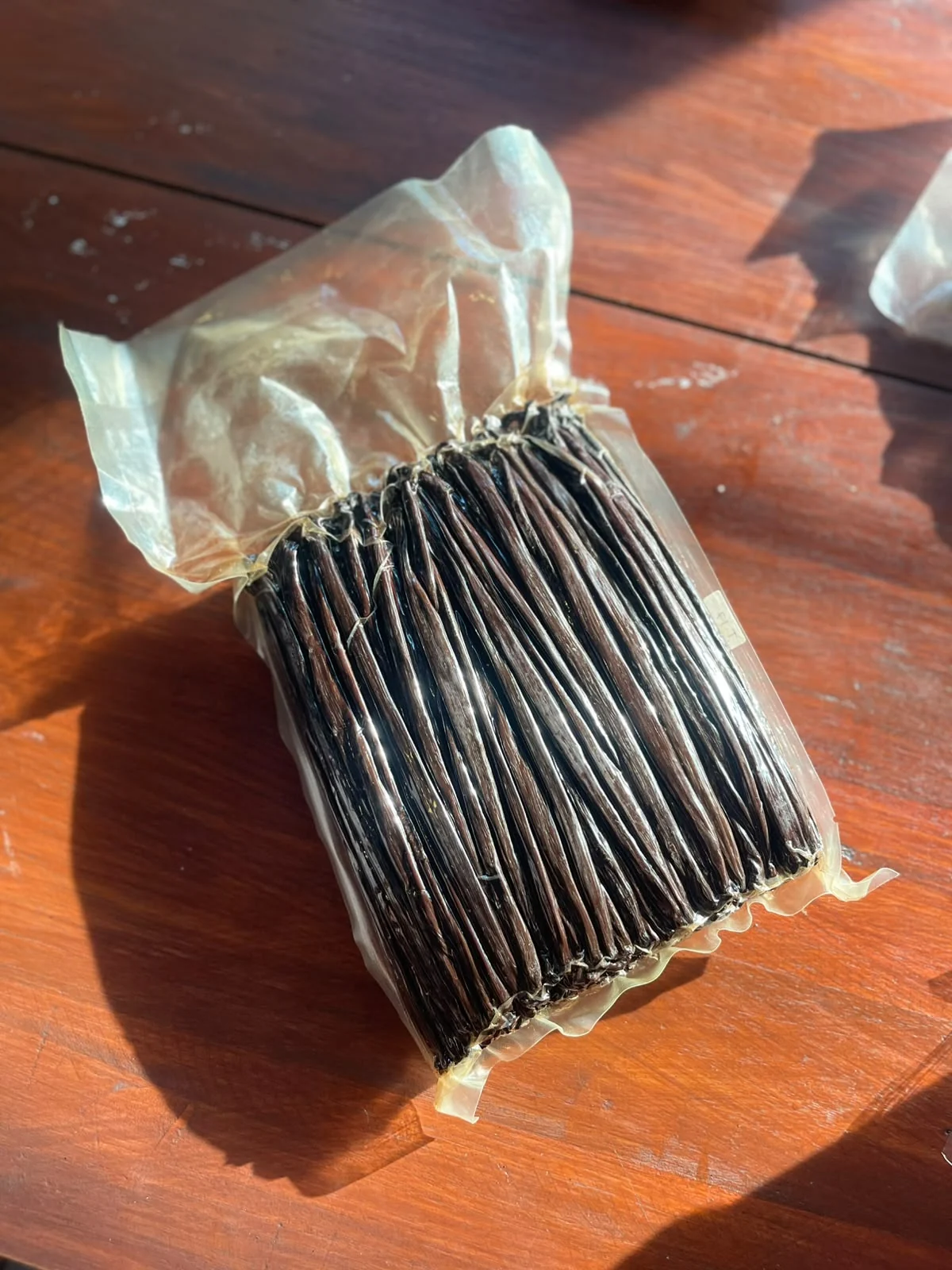 Tahitian vanilla beans in vacuum packaging